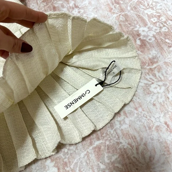 NWT Commense Tweed Pleated Cream Dress - Picture 3 of 14